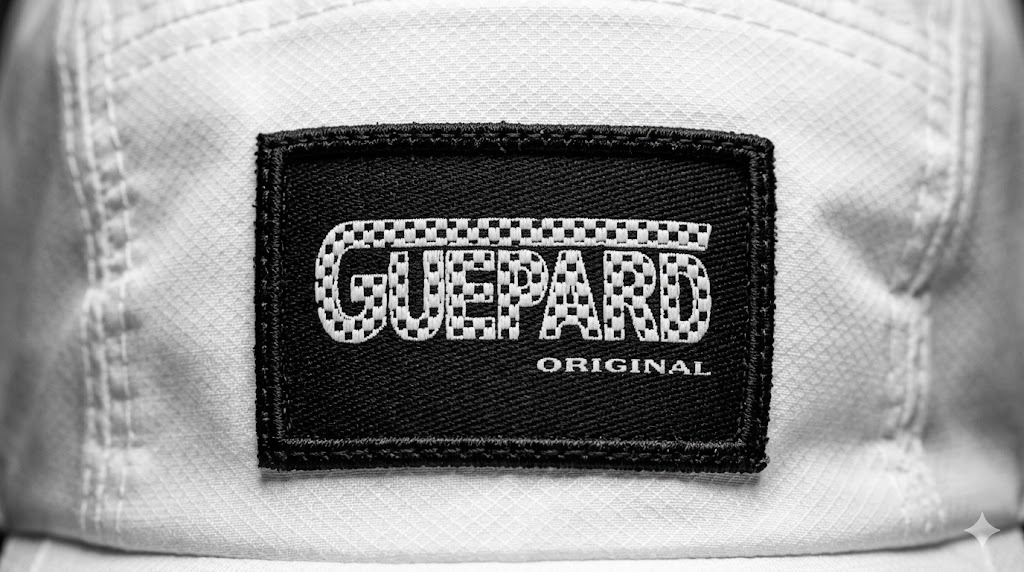 GUEPARD — Detalhe do patch no boné branco
